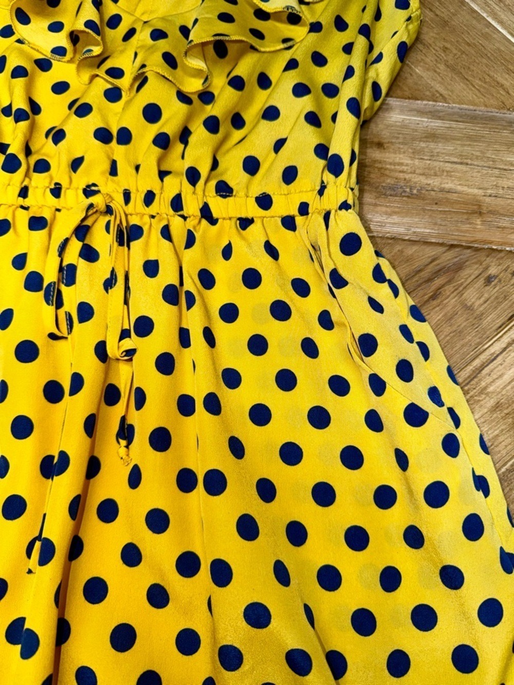 Bebop Mustard Yellow Polka Dot Ruffle Dress | Size Medium - Picture 6 of 11